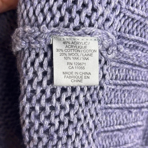 360 Sweater Wool Cotton Yak Blend Open Knit Pullover Block Stripe Cozy Layer - Picture 7 of 8